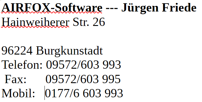Adresse Telefon neu